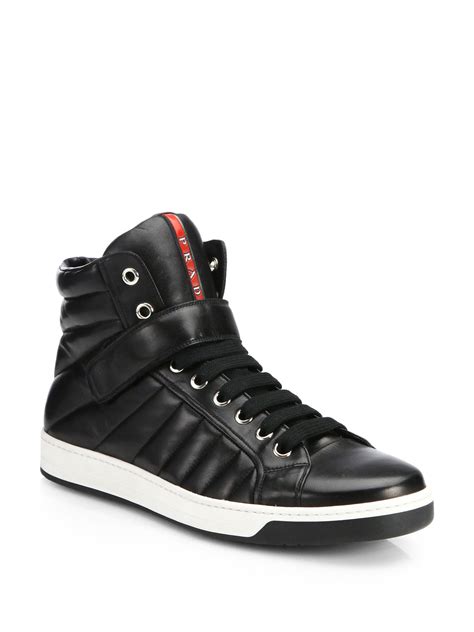 prada schwarze sneaker|Prada high top sneakers women's.